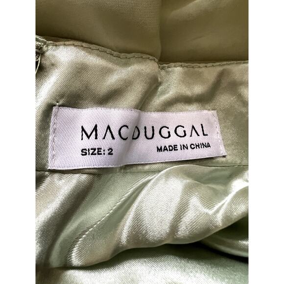 Mac Duggal Lace Up Chiffon Ruffle Tiered Goddess Gown green size 2 CL1 - Picture 7 of 7